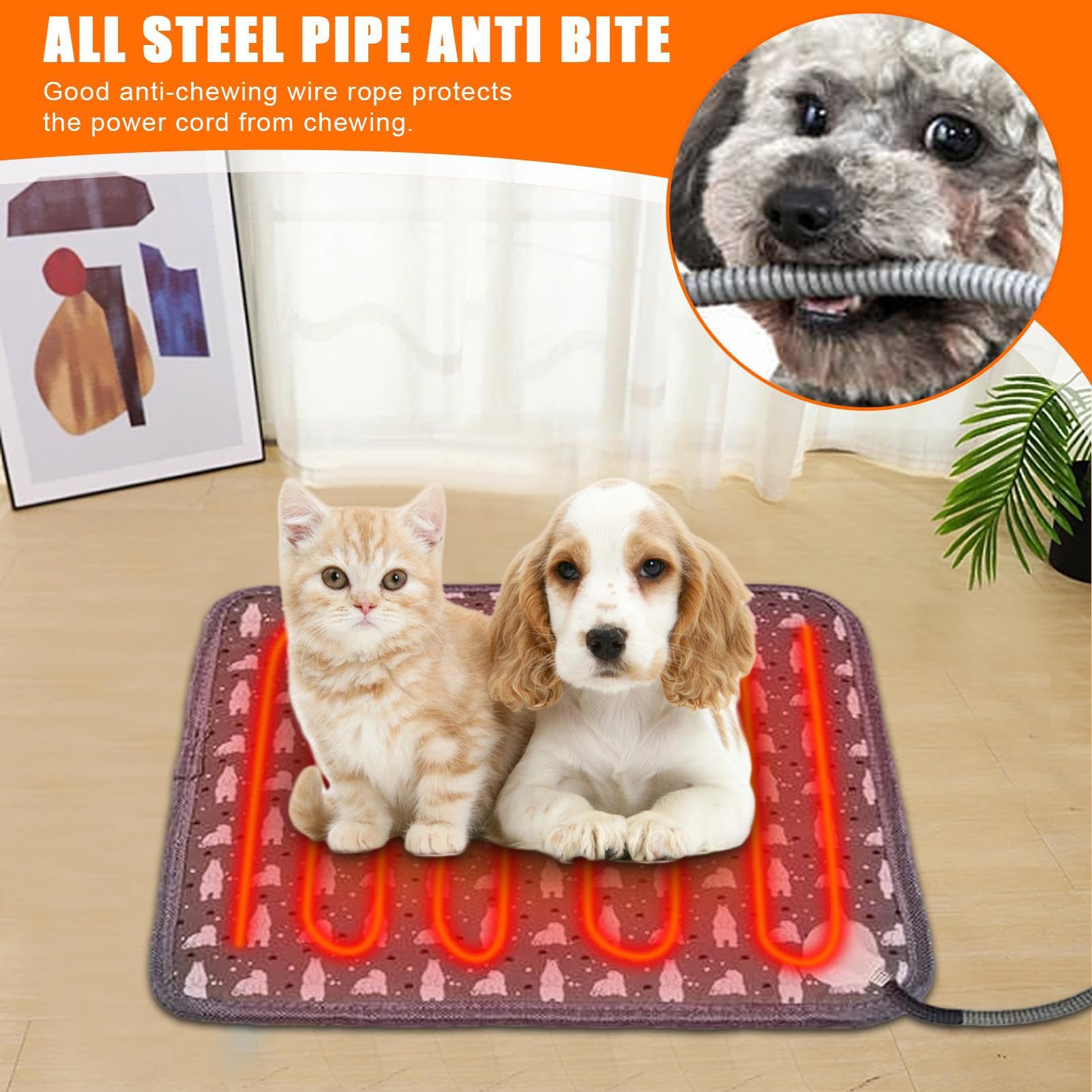 bellv Coussin Chauffant pour Chat | Coussin Chauffant pour Chat avec Affichage LED et minuterie | Tapis de Couchage Chaud en Coton rembourré pour Animaux de Compagnie, pour Niche, Chambre à Coucher