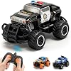 Pup Go Remote Control Police Car for Kids, Mini Fast Off Road Police RC Car, My First Radio Controlled Monster Truck Toy Toddler, Christmas Birthday Gift Age 3 4 5 6 7 Years Old Boys (Black)