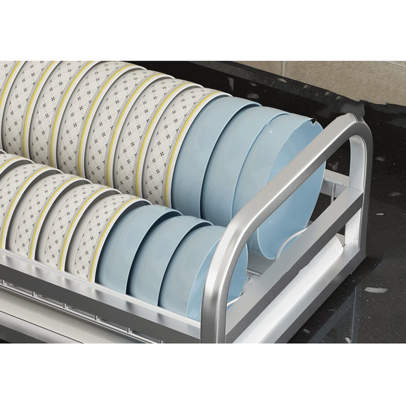 Küchen-Geschirrtrockner Single Layer Dishack Rack 304 Edelstahl Trockene Teller Rack Drain Rack Dishack Kitchen Drain Teller Rack Gerichte und Essstäbchen Multifunktionaler Abtropfständer