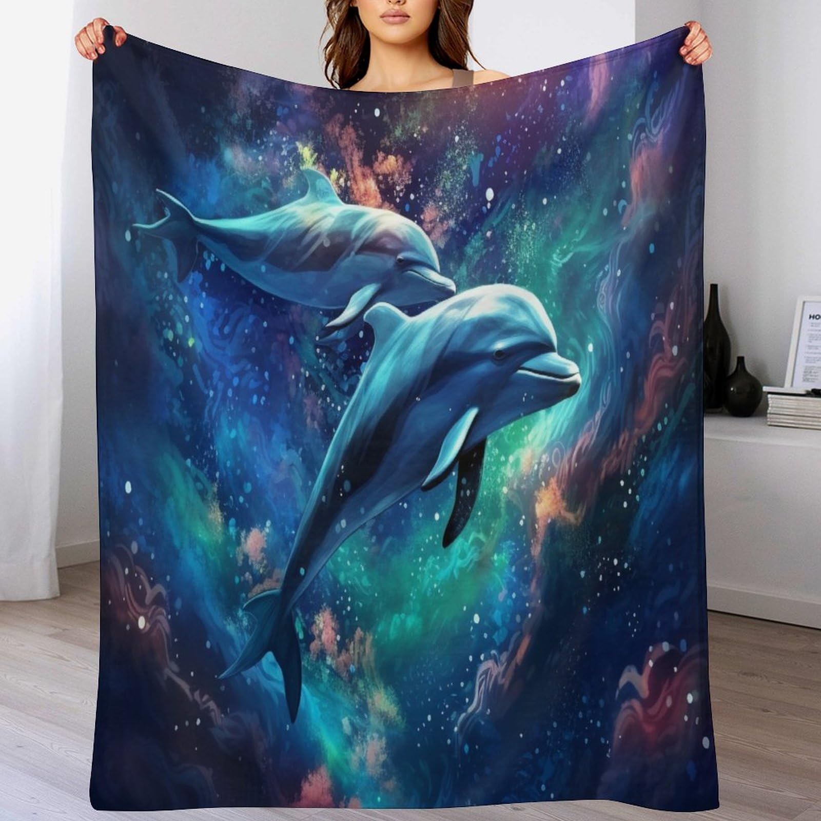 Couverture Canapé Dauphin en flannel super douce et moelleuse pour salon 150x200cm