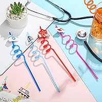 Vista 4 de Eaasty 24 pajitas de plástico reutilizables para enfermeras, para enfermeras, médicos, para matronas, farmacéuticos, para la semana de Huc