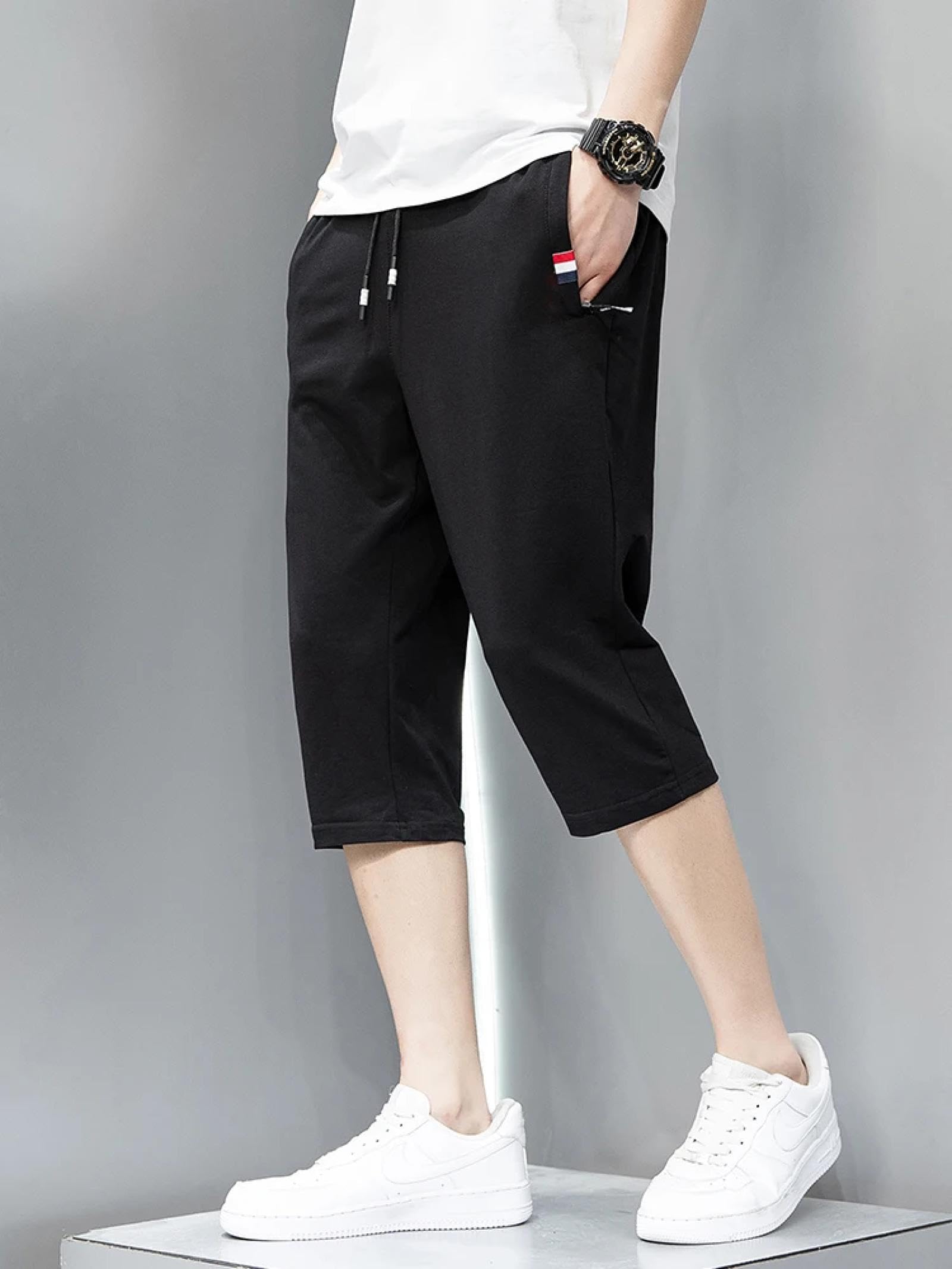 Herren Shorts Kurze Hose Cargo Jeans Running Outdoor Baumwolle Herren Sportshorts XL Blackrib