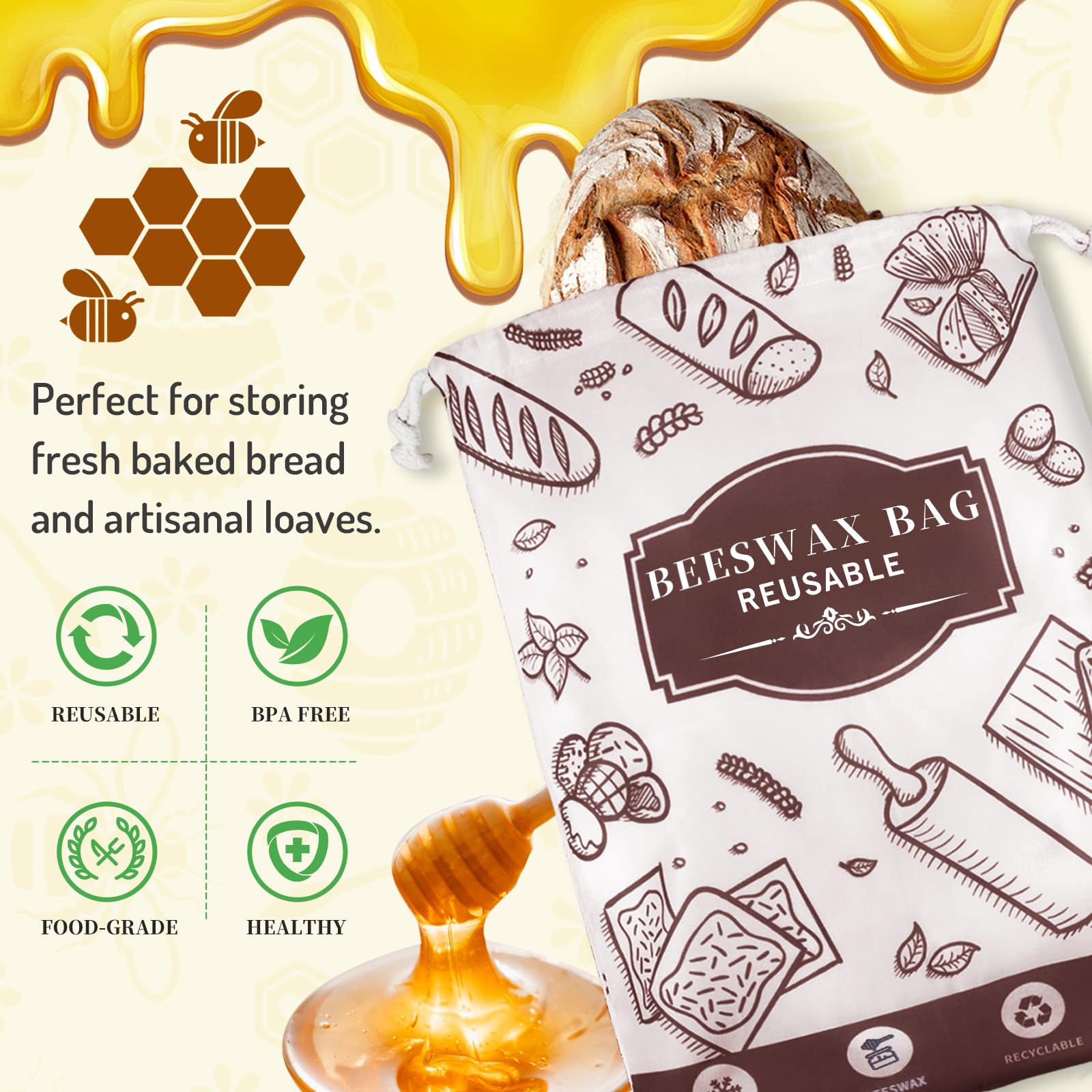Beeswax Bread Bags - Keep Bread Fresh! -2