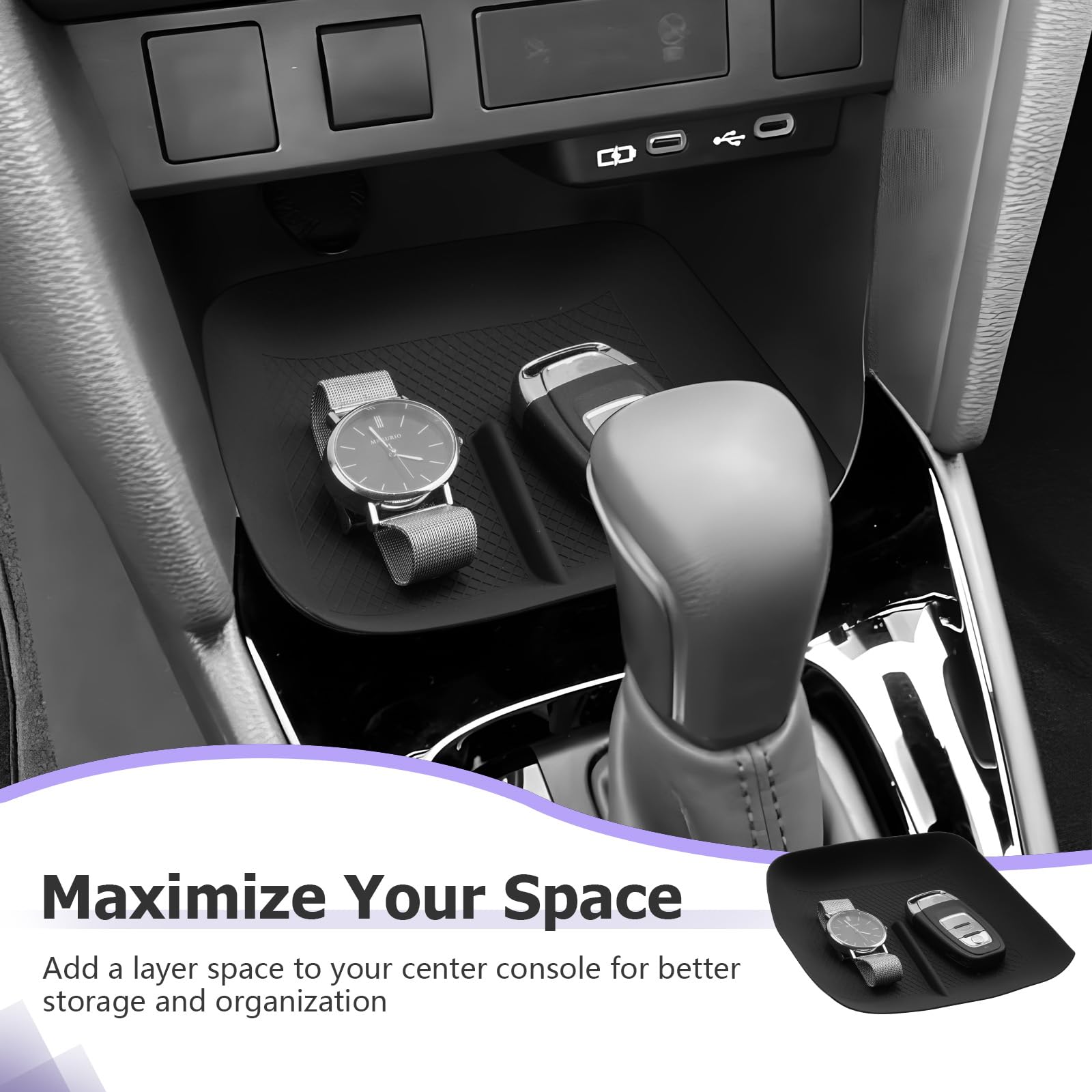 LUWU Compatibile con Toyota Yaris Cross Yaris Hatchback Automatic 2020-2025 2026 Tappetino Antiscivolo in Gomma per Console Centrale Yaris Cross Accessori