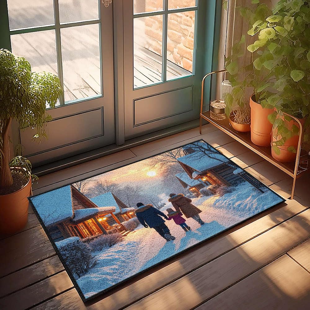 Tapis rétro haut de gamme 65 x 90 cm au design hivernal exclusif