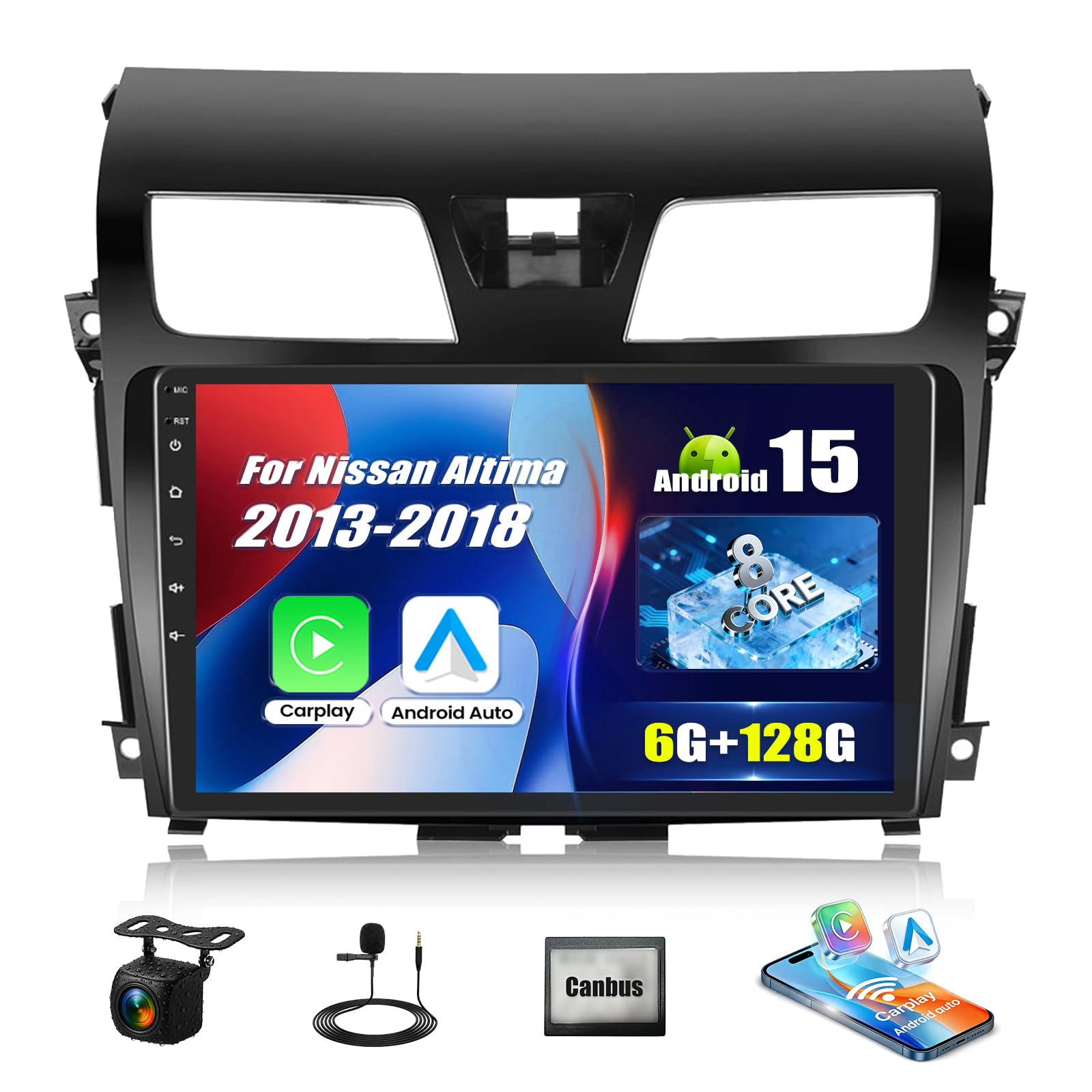 Bluetoothユニット カーナビ CarPlay Android Auto Amazon.com: [8CORE 6G+128G] Android 15 Car Stereo for Nissan