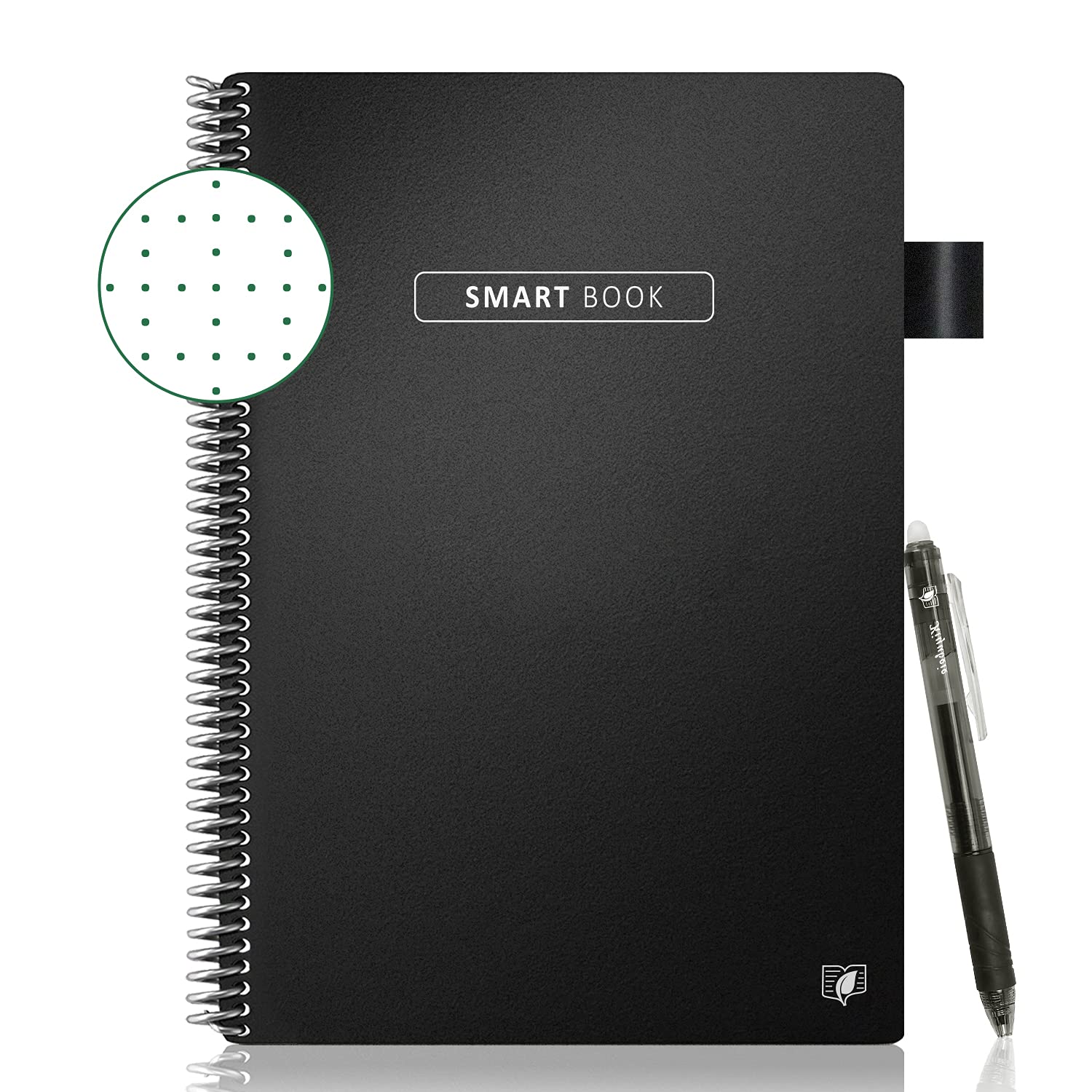 Smart Reusable Notebook -Misdic Book Dot-Grid Eco-Friendly Erasable Journal with 1 Erasable Pen Spiral Notepad Gift (8.5x11)