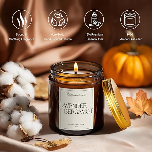 Miniatura 2 de Velas perfumadas de lavanda y bergamota para el hogar, cera de soja natural, aromaterapia, velas no tóxicas, regalos para mujeres y hombres,