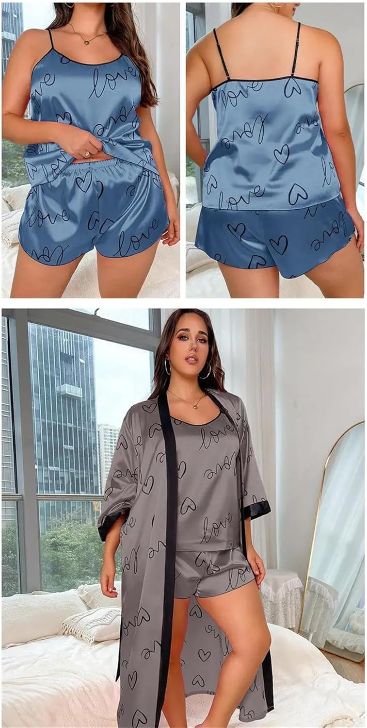 Women Kimono Pajamas Suit Robe Sleepwear Home Clothes Strap Top&Shorts Pyjamas Sleep Set Lingerie