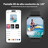 Vista 3 de Reloj inteligente para hombre con pantalla táctil HD de 1.90 pulgadas, llamada Bluetooth, rastreador de actividad física con más de 120 modos