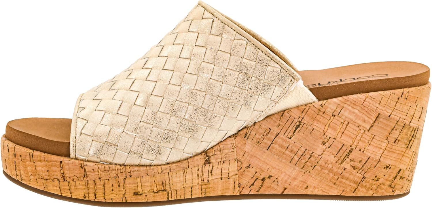 Corkys Footwear Women's Wine And Dine 2.5-Inch Wedge Sandal - With A Woven Upper, Cork Platform, Slip-On Design, and Corkys Soft EVA Insoles For All Day Wear