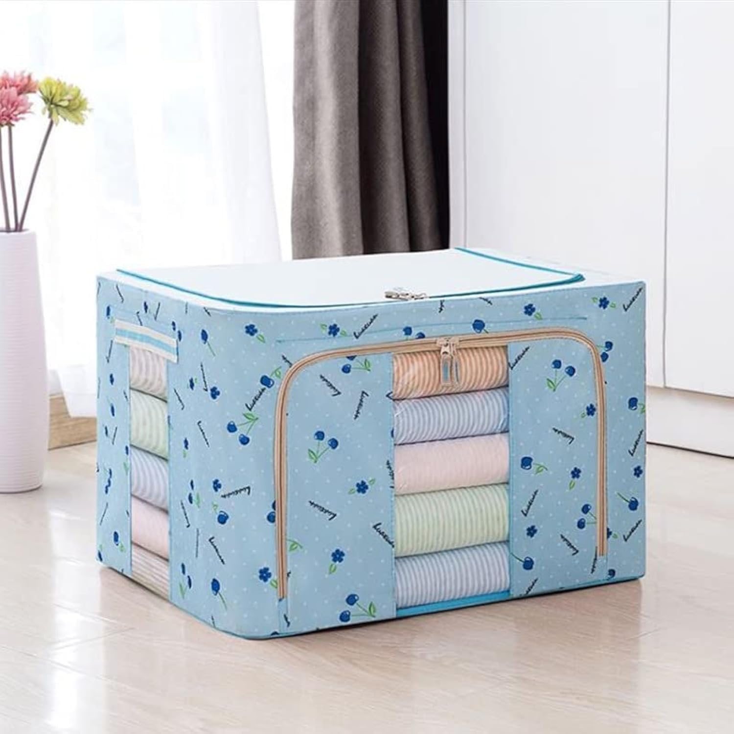 StarCart Oxford Fabric Storage Box For Clothes Cloth Storage Box Wardrobe Organizers(66 Ltr-Pack Of 1,Sky Blue),49 X 39 X 2.2 Cm (B09968RXGB) Amazon Price History, Amazon Price Tracker