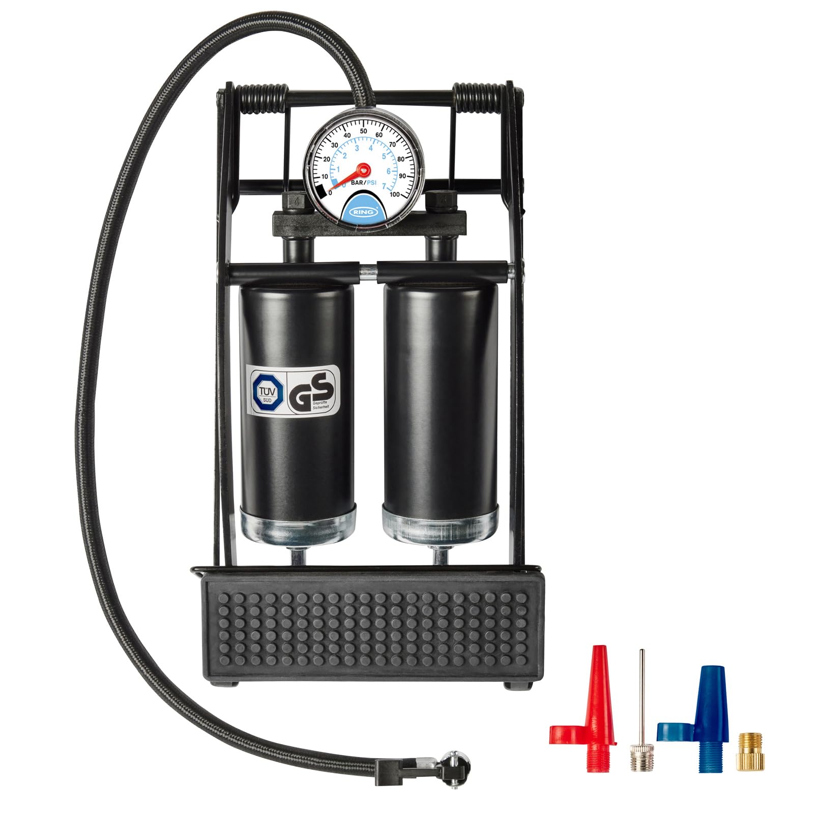 RING Foot Pump, Portable High Inflation Pump with Gauge