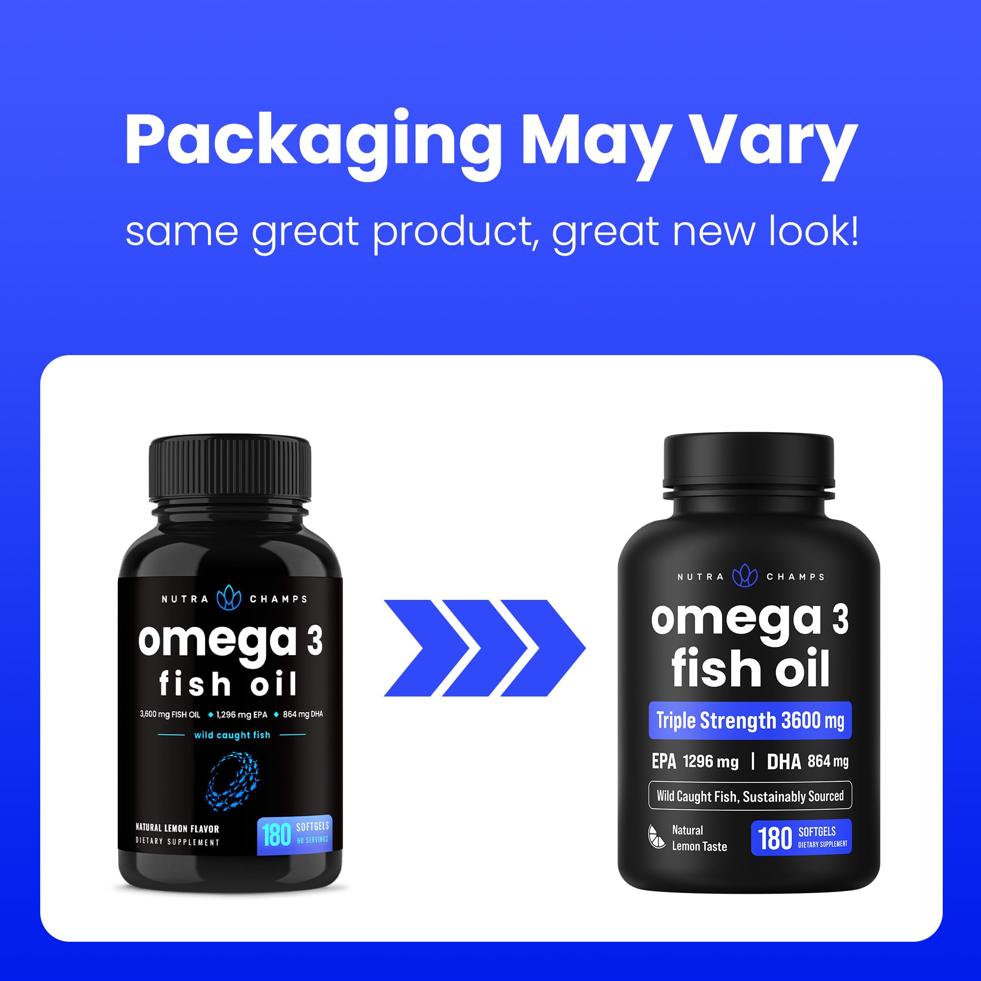 Triple Strength Omega 3 Fish Oil 3600 mg | EPA & DHA | 180 Softgels | Burpless Fish Oil Supplement, Wild Caught | Over 2100mg Omega-3 Fatty Acids Supplements | Natural Lemon Flavor Omegas 3 Pills — Amazon image 9