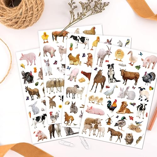 Miniatura 2 de Calcomanías de animales de granja, suministros de fiesta, 720 unidades, calcomanías de animales de corral para botella de agua, álbum de recortes,