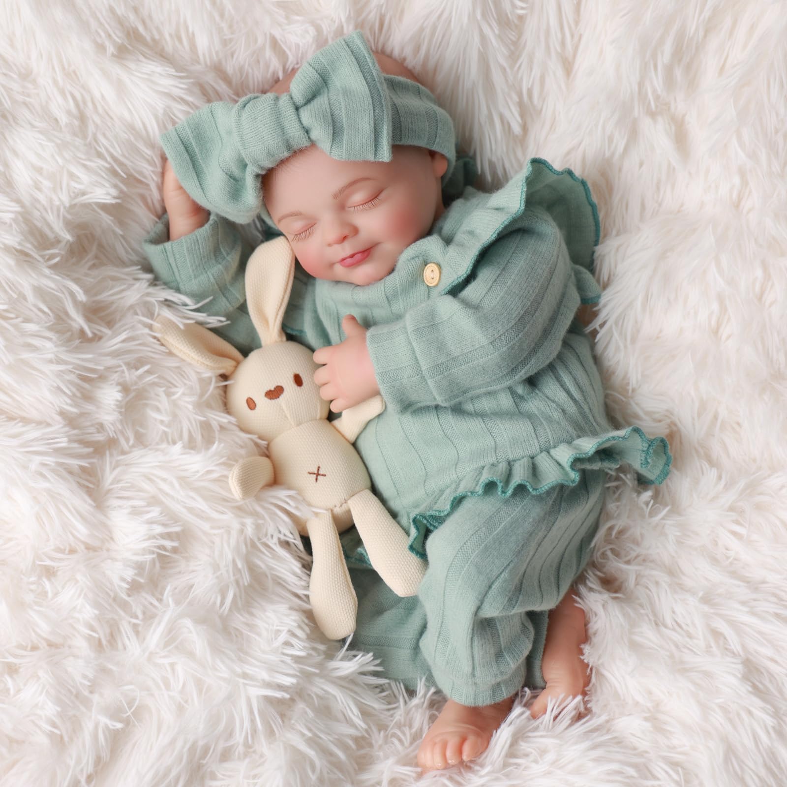 BABESIDE Muñecas Reborn de 17 Pulgadas Realistas para Niñas Recién Nacidas Durmiendo Ojos Cerrados Cuerpo de Tela Suave Cabeza de Vinilo Pintada a Mano con Set de Regalo para Niños