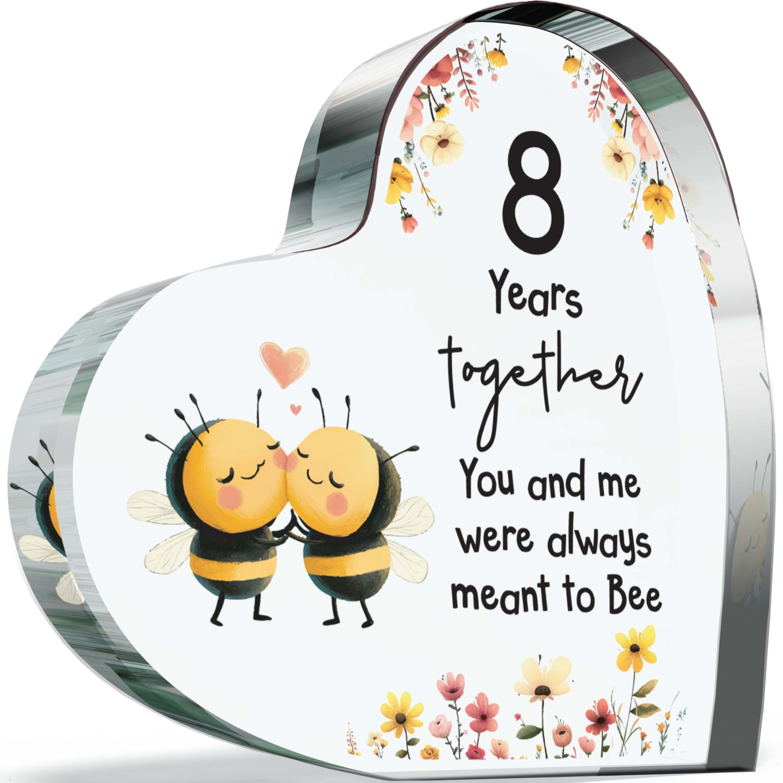 Giftzie Women's 08 Bronze Anniversary Acrylic Heart Plaque For Wife Or Husband, Meant To Bee