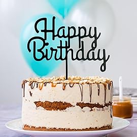 ZHENGYE Black Acrylic Happy Birthday Cake Topper Cupcake Topper Decoration for Baby Shower Birthday Cake Decoration Supplies(Black 16)