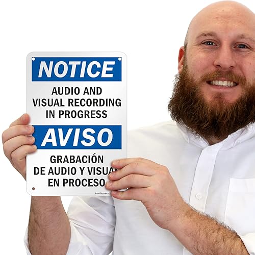 Miniatura 8 de Aviso y visual de audio grabación en el Progreso, aviso Audio y grabacio vissual en señal, 10" x 7"