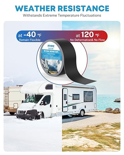 Miniatura 25 de Kohree Cinta selladora para RV, 4 pulgadas x 50 pies, cinta de sellado de techo blanca para caravana UV y resistente a la intemperie