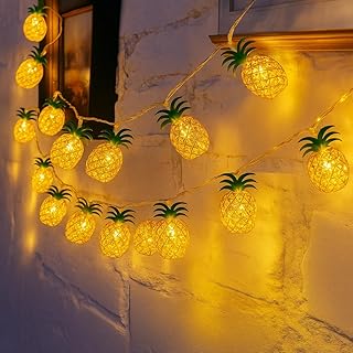 10 LED Pineapple String Lights, 2M Copper Wire Warm White Fairy Lights 8 Modes for Indoor Outdoor Party, Birthday, Bedroom, Wedding, Garden, Home Decor, Patio, Hawaii Gift Decoration Lights
