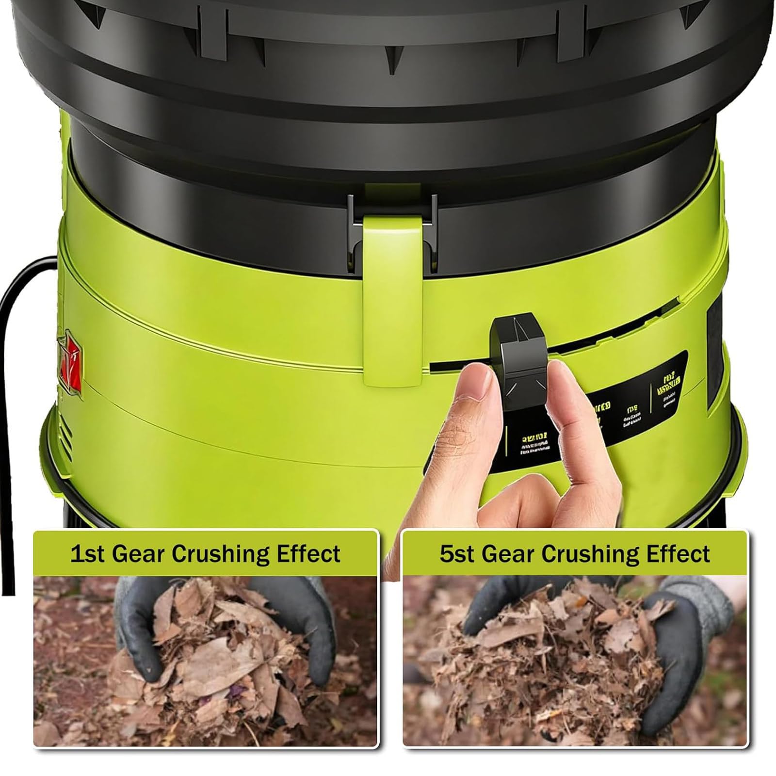 Trituradora eléctrica de hojas de 2500 W para limpieza de jardín, trituradora de 8000 rpm, herramienta de compostaje, incluye bolsa de almacenamiento para triturar hojas, hierba seca, escombros