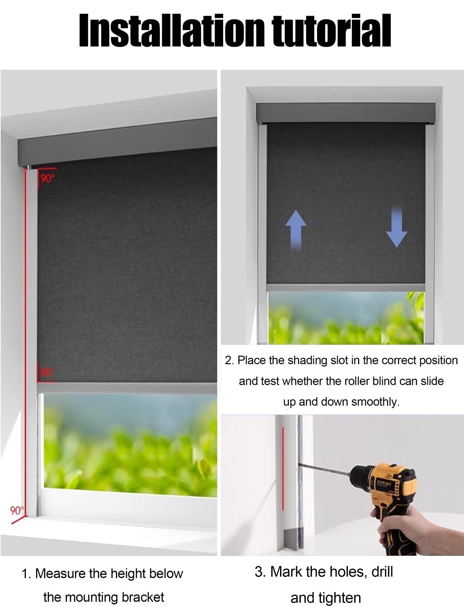 Persianas enrollables opacas con canal en U de aluminio, persianas de bloqueo de luz para guardería, oficina, baño, eficiencia energética, protección de privacidad, fácil instalación