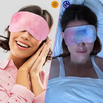 Geyoga 4 Pieces Plush Sleep Mask for Women Sleeping Comfortable Silk Furry Covers Sleep Fluffy Eye Mask Eye Cover Blindfold for Girl Sleepover Party Night Travel Nap Supplies