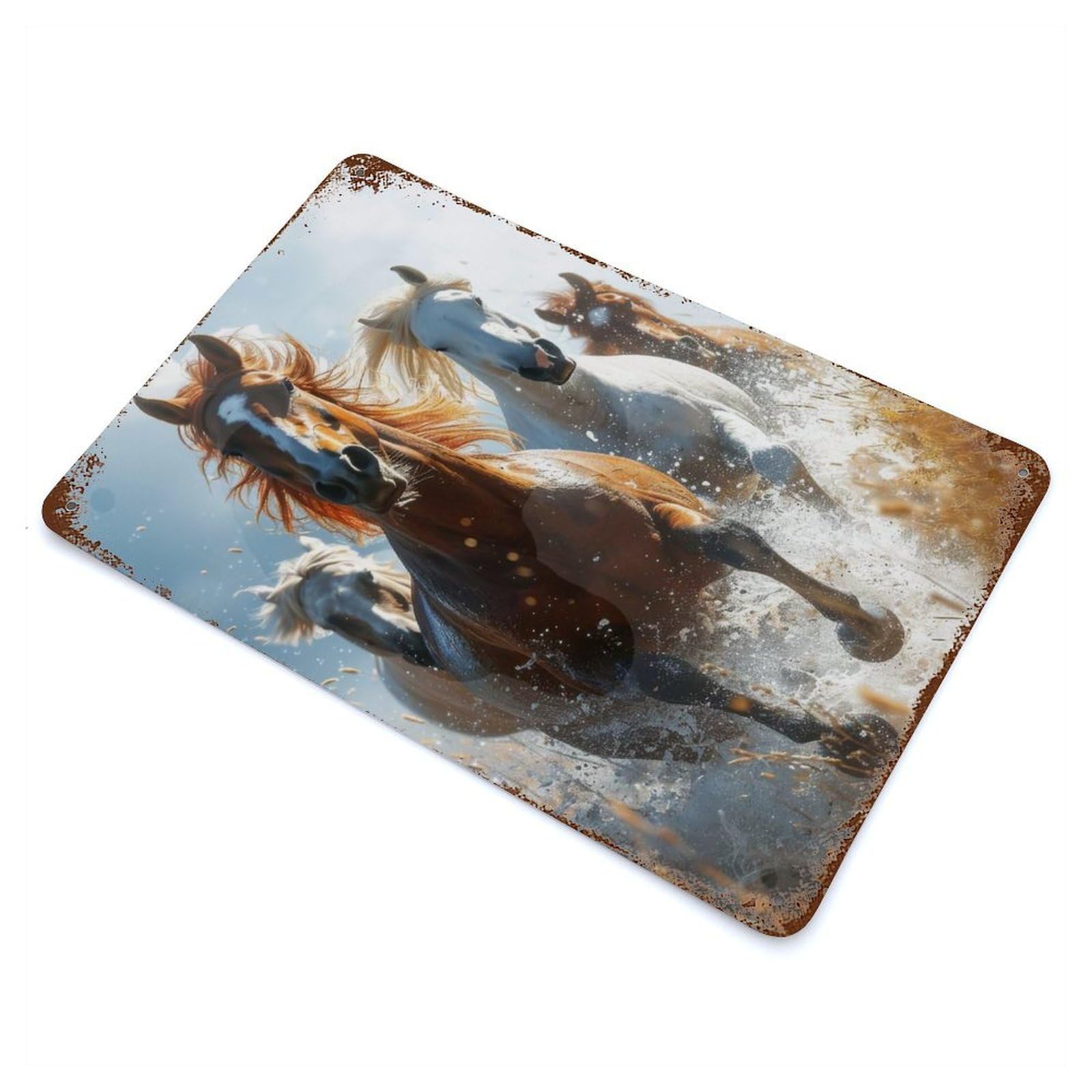 Horse Rusty Metal Tin Sign 11.8"x7.9", Ideal for Pub, Kitchen And Man Cave Decor