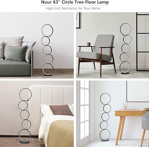 Miniatura 2 de NUÜR 43.3" Modern Floor Lamp, Ring Standing Lamp, Dimmable, Metallic Feel, Artistic Trendy Design, Energy-Saving, Touch Switch, Ideal for Home,