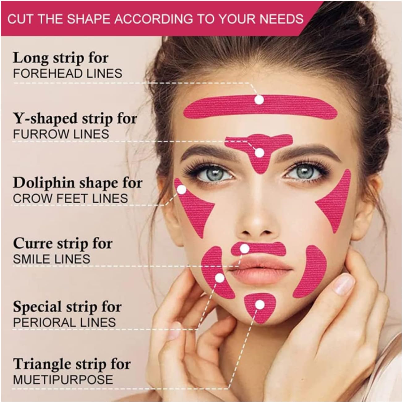 Face Lift Tape,3Pcs Cinta de estiramiento facial Facial Cinta de Levantamiento Facial Parches Antiarrugas Faciales Parches Antiarrugas Faciales para Reafirmar la Piel y Restaurar la Elasticidad