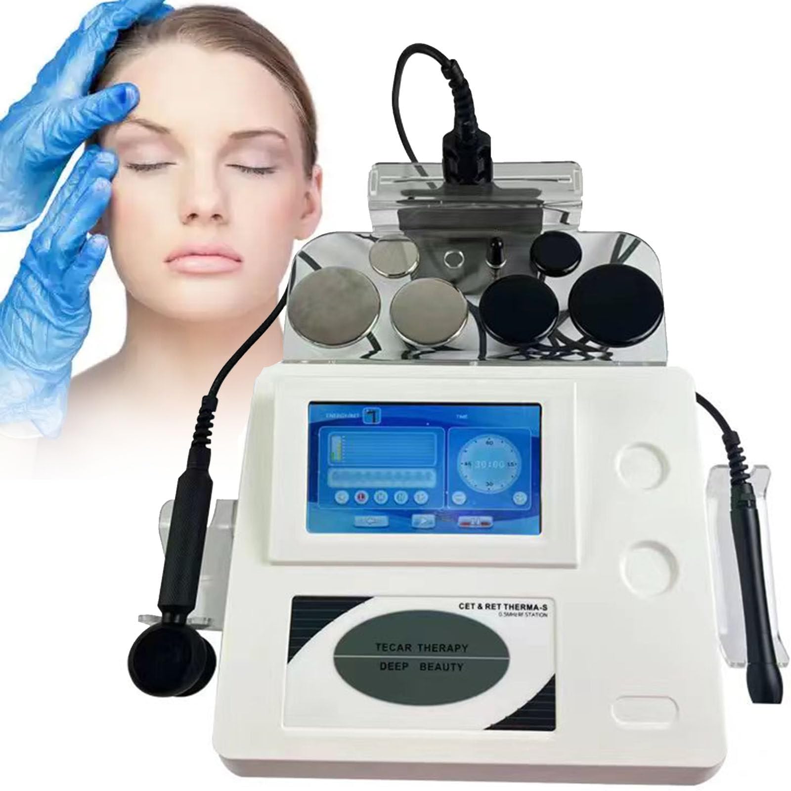 448 kHz Tecar-Gerät, Physiotherapie, Physiotherapie, Diathermie, Schmerzbehandlung, Körperstraffungsgerät, Diathermie, Schmerzlinderung, Hautstraffung, Tiefenpflege