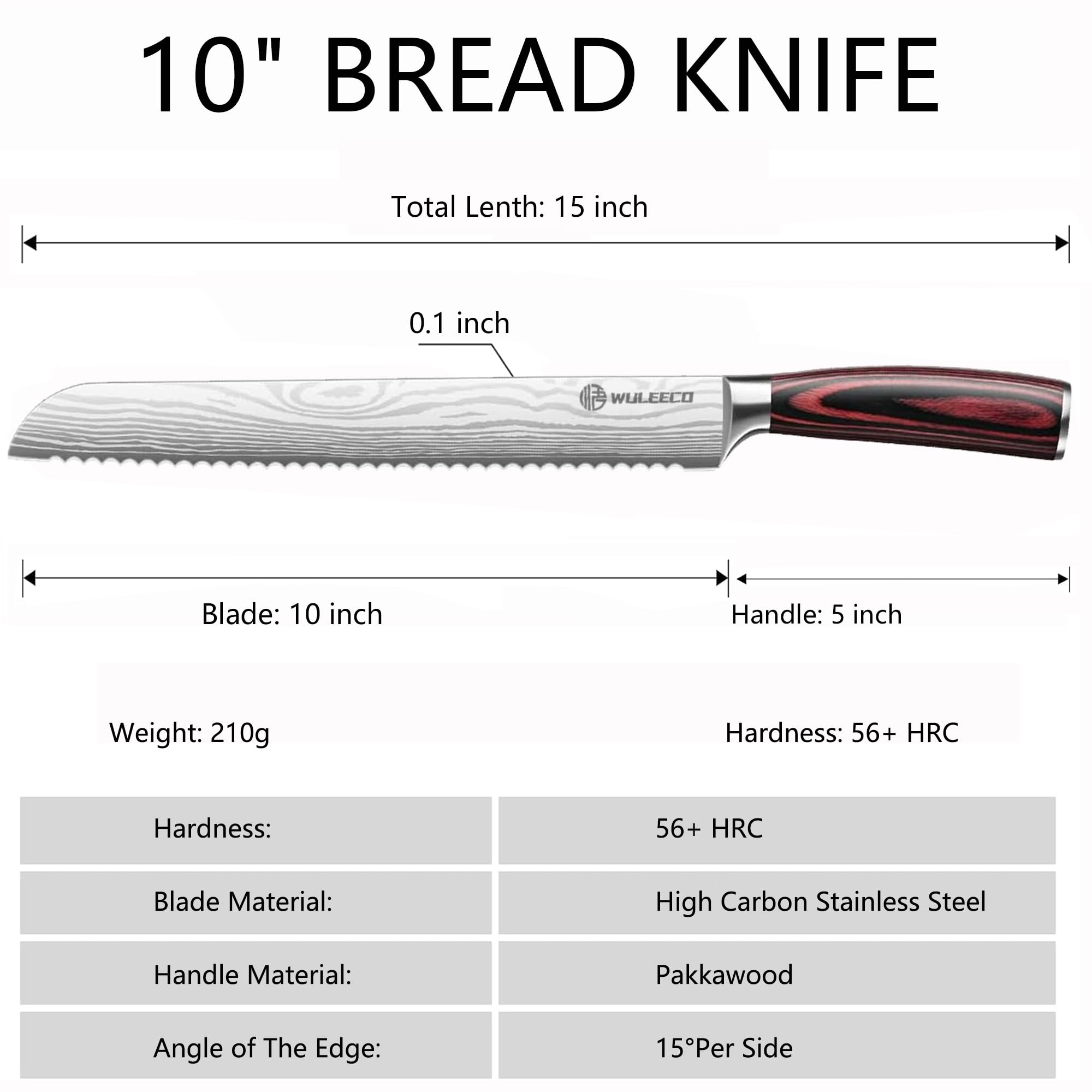 WULEECO Bread Knife - 10 Inch Serrated -2