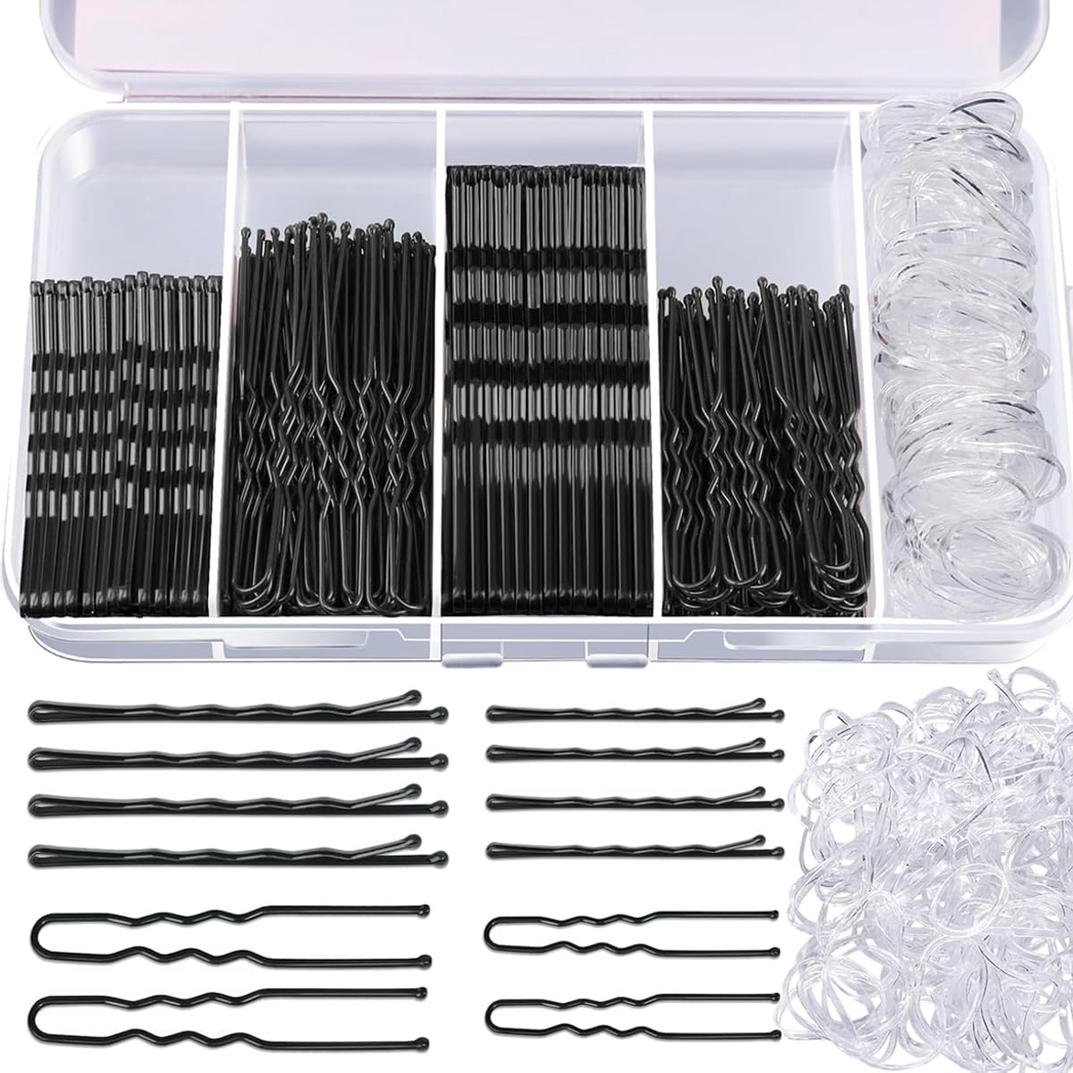 MAYCREATE® 300pcs Hair Pins Kit, 100 Black and 100 Women Hair Pins-image-1