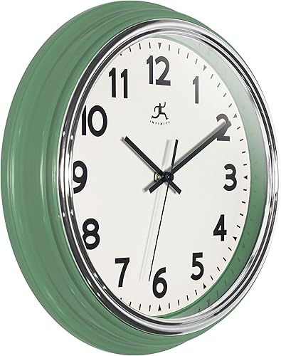 Miniatura 5 de Infinity Instruments Retro redondo de 12 pulgadas, estilo vintage de los años 50, fácil de leer, tictac silencioso, movimiento de cuarzo, funciona