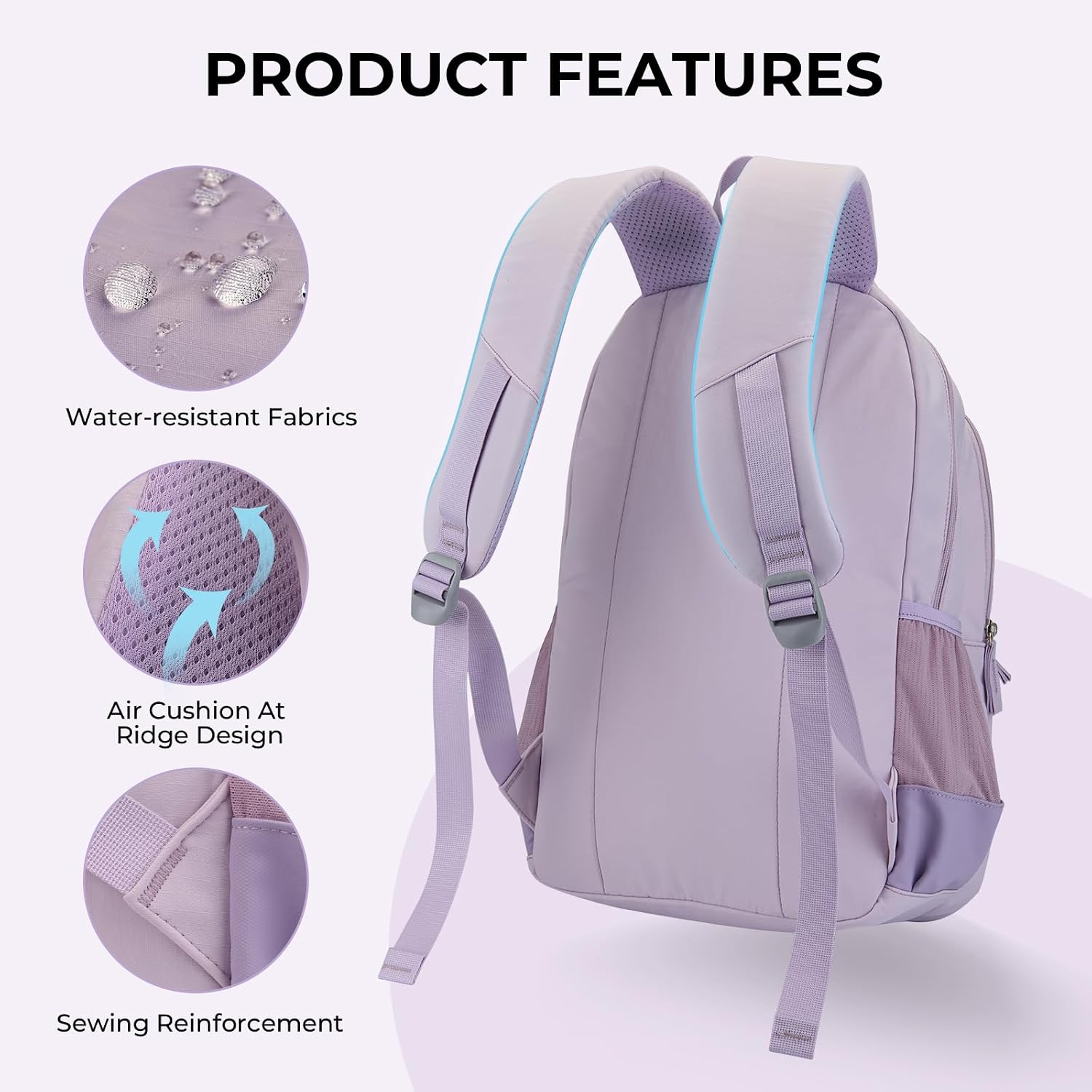 Glodwheat 3Pcs Backpack Set For Girls With Insulated Lunch Bag & Pencil Case, Lightweight Water-Resistant School Bookbag With 11 Compartments / 20L image 5