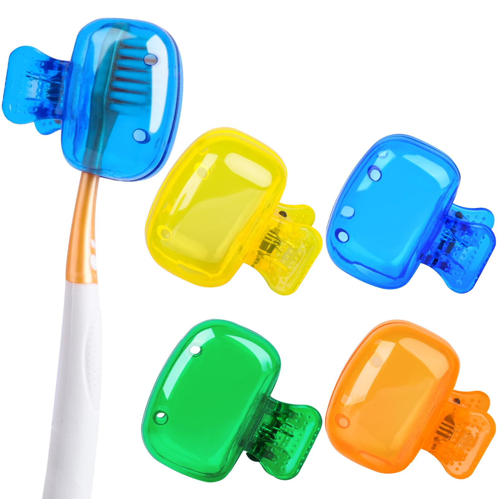 Eaezerav 4 Pack Toothbrush Covers, Portable Plastic Toothbrush Head Case for Travel, Business, Camping, School, Home