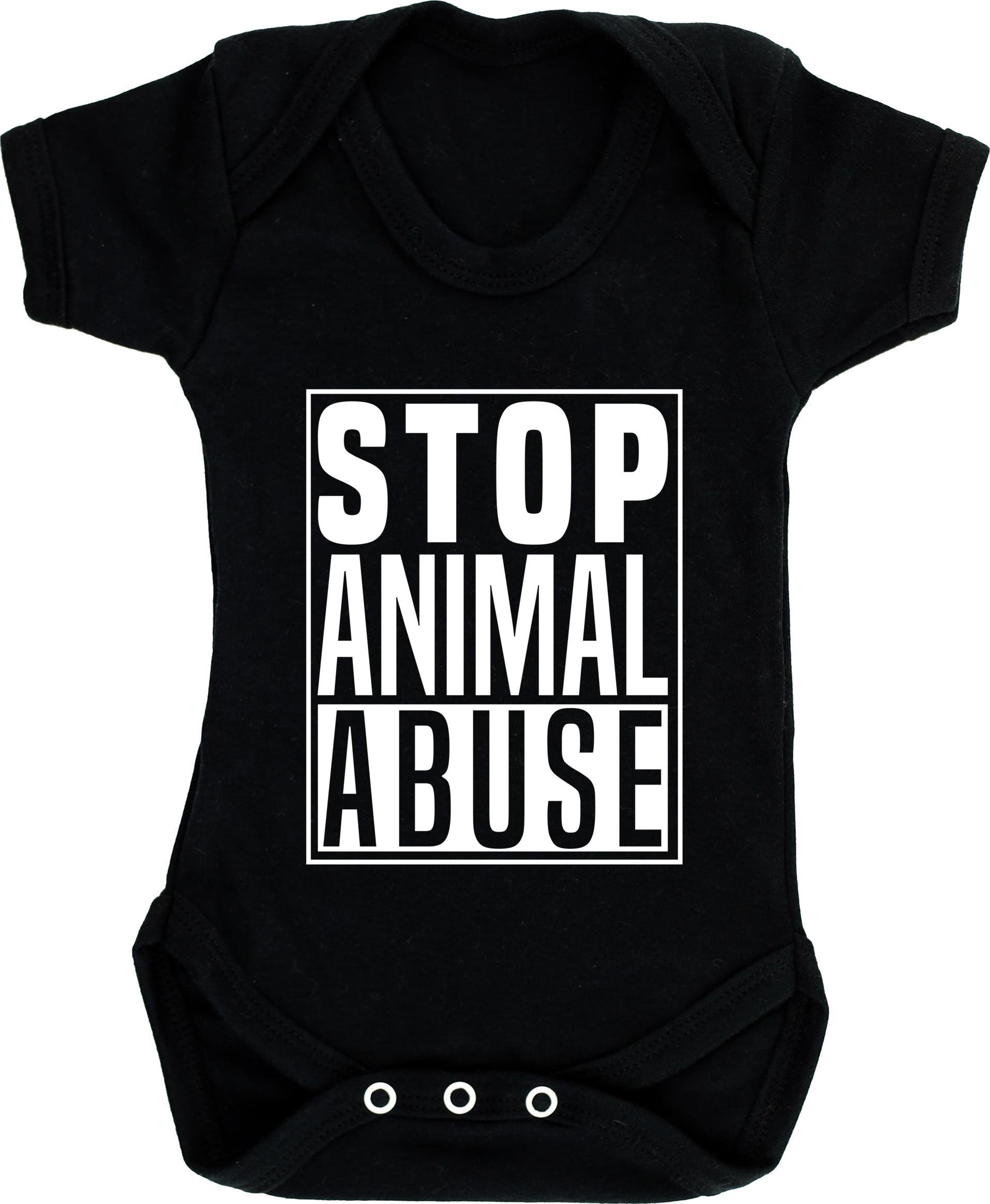 Hippowarehouse Stop Animal Abuse Baby Vest Bodysuit (Short Sleeve) Boys Girls