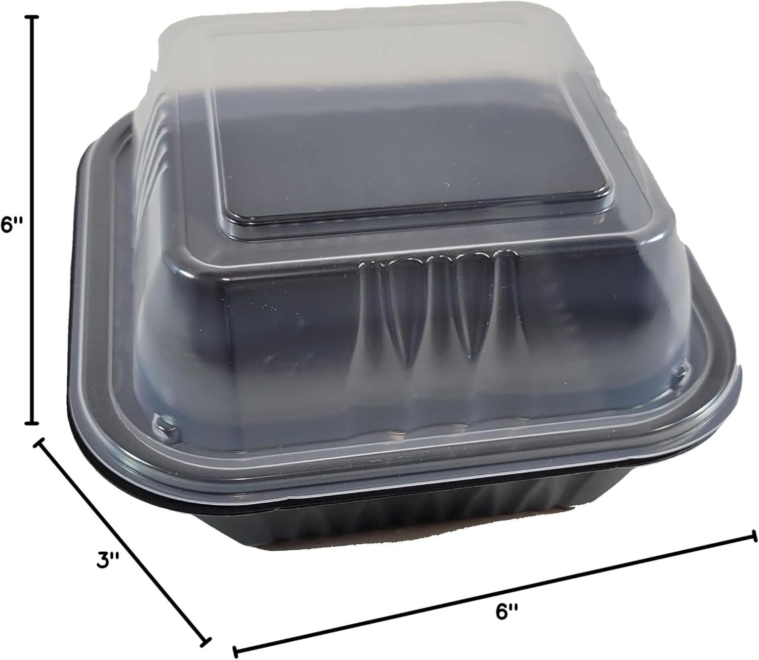 [80 Sets] PP Pebble Box Serving Tray with Lid, Food Container (6x6" 1 Compartment)