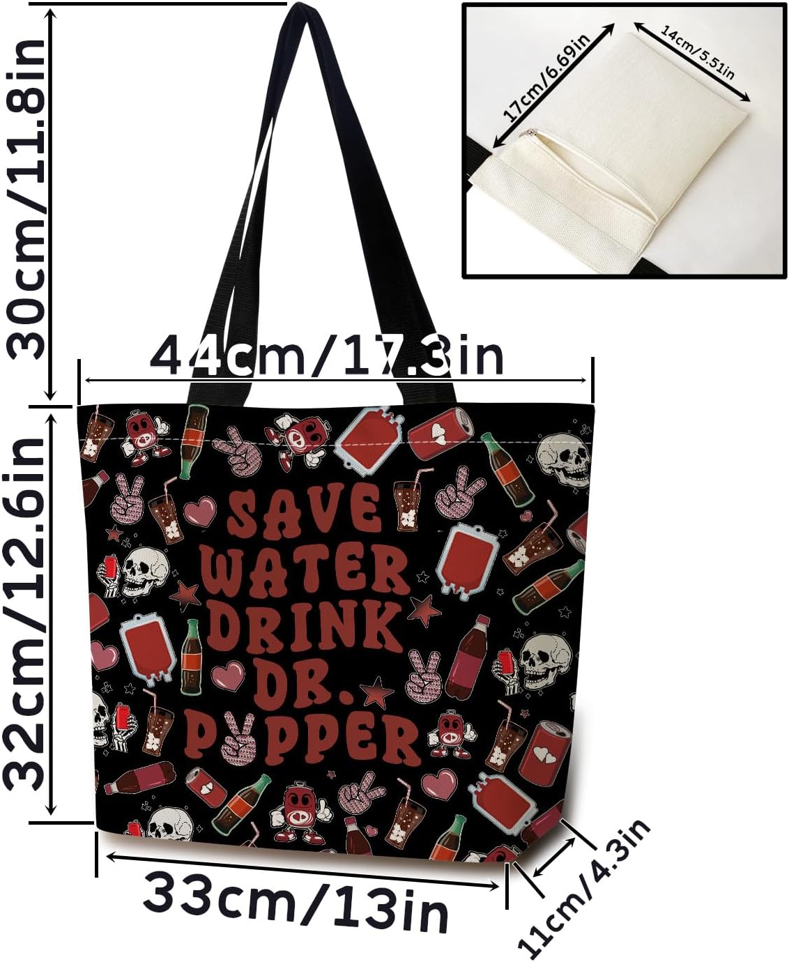 Save Water Drink Dr.Pep Reusable Grocery Tote Bag