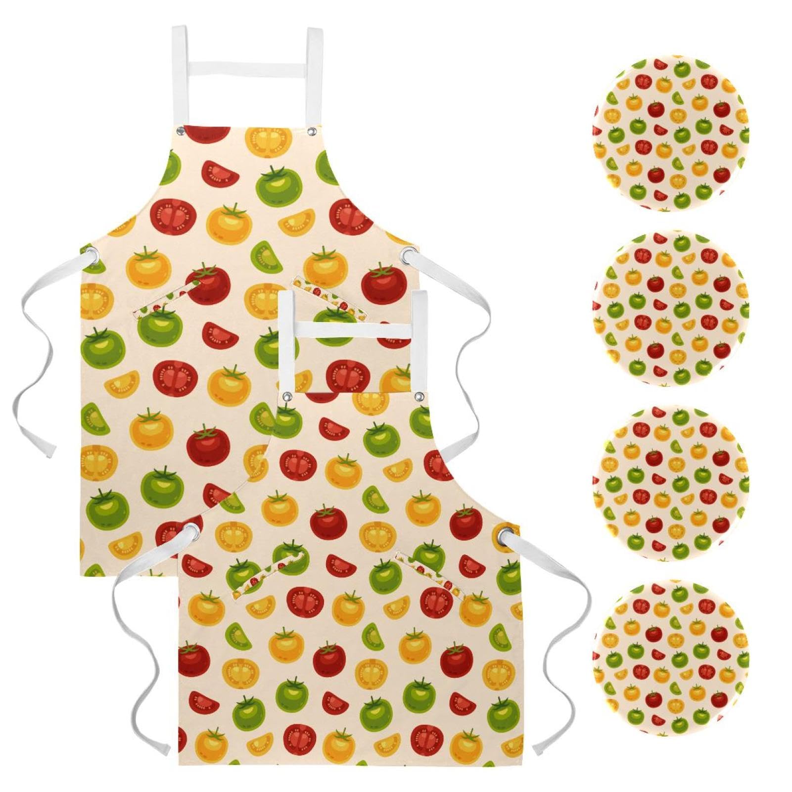 Tablier de serveuse multicolore motif tomates mûres One Large