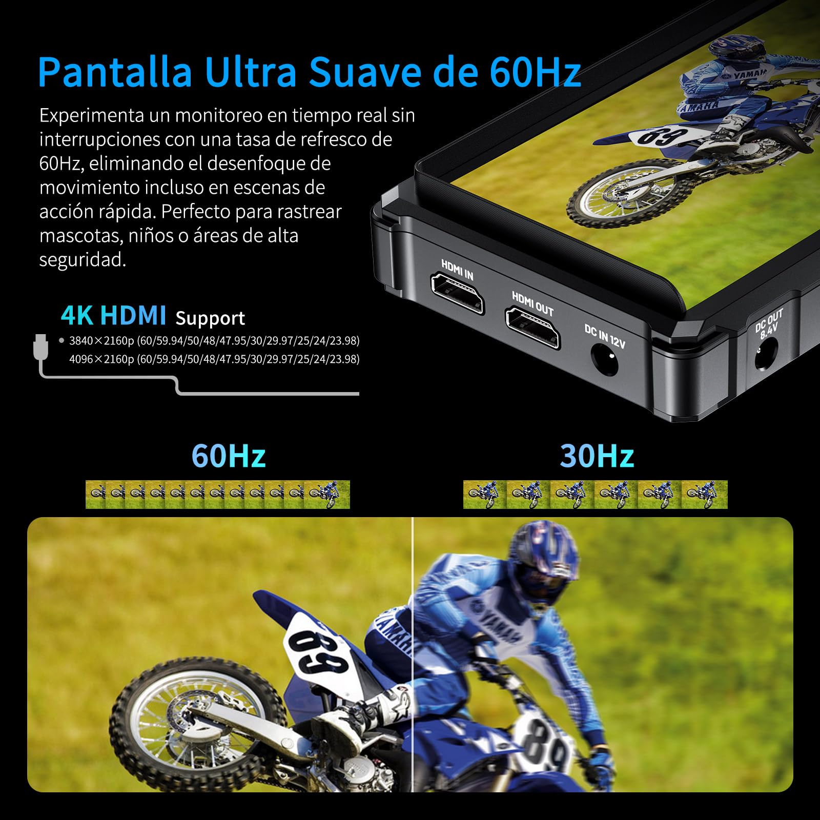 FEELWORLD FW568 Pro 6 Pulgadas 1200nit Alto Brillo Cámara Monitor de Campo con F750 4400mAh Batería y Bolsa, Custom 3D LUT 4K 60Hz HDMI en la Salida de Forma de Onda de Supervisión de Peso Ligero
