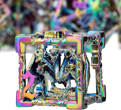 ARUOHHA Juego de dados huecos DND de arcoíris, Dungeons and Dragons, 7 piezas de dados de metal D y D, juegos de rol poliédricos, dados de RPG D&D