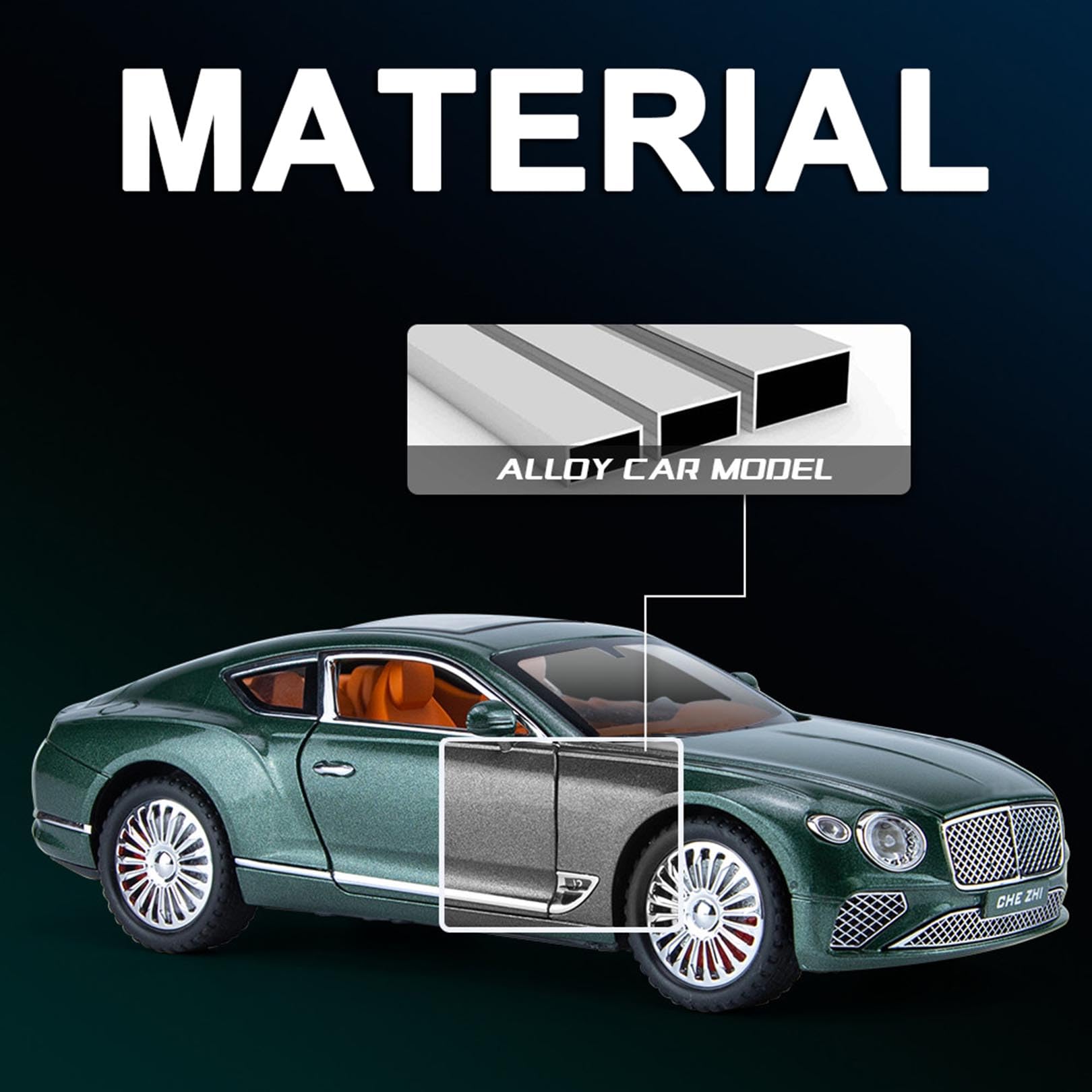 Modellino in scala 1:24, compatibile con Bentley Continental GT, modellini in metallo pressofuso per collezionisti (White)