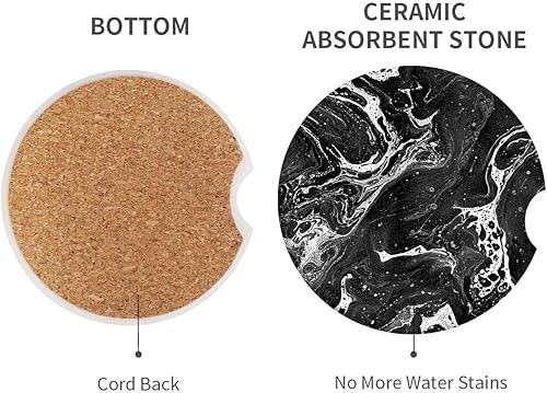 Miniatura 2 de Portavasos Britimes absorbentes, para automóvil, 2 unidades, para portavasos, 2.56 pulgadas, piedra de cerámica y base de corcho antiarañazos