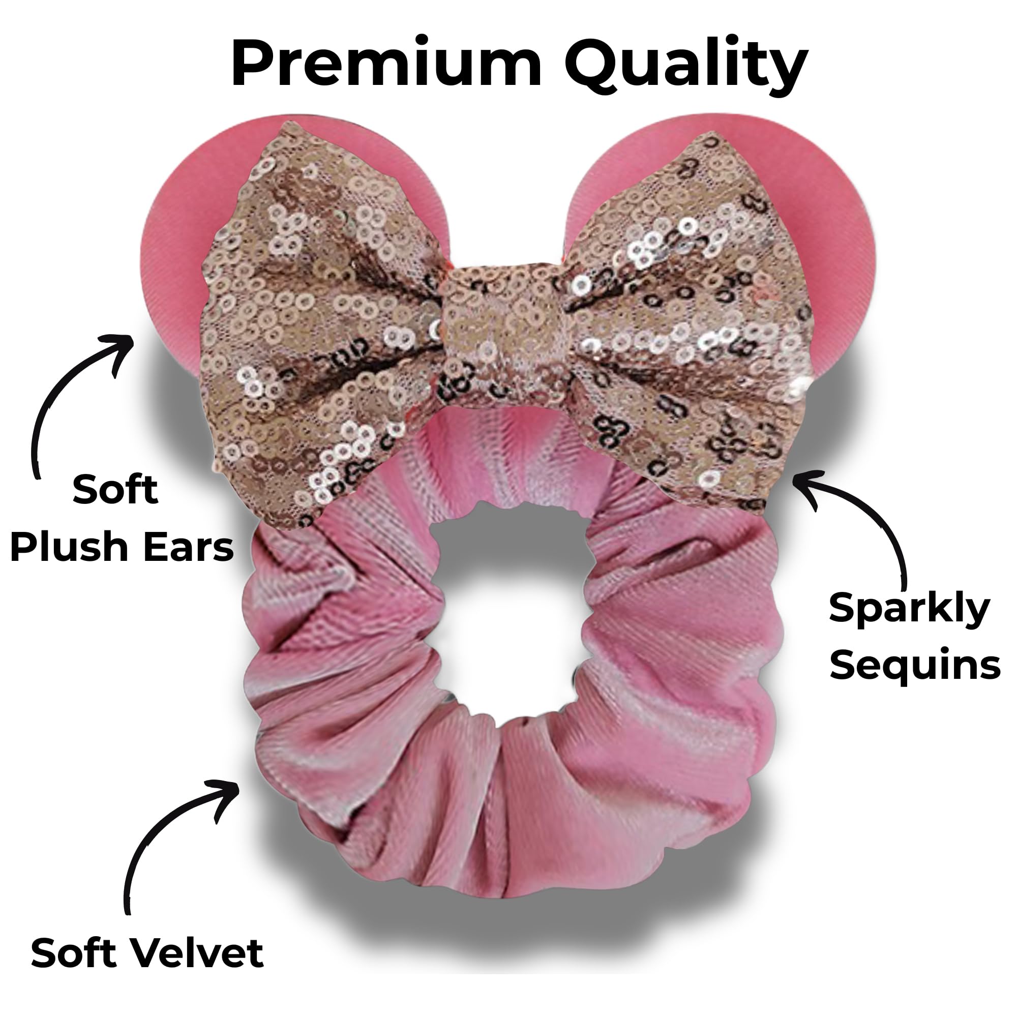 Styla Hair Haargummis für Kinder, Samt, mit glitzernden Pailletten, für Pferdeschwanz, Rosa, Beige, Gold, 2 Stück