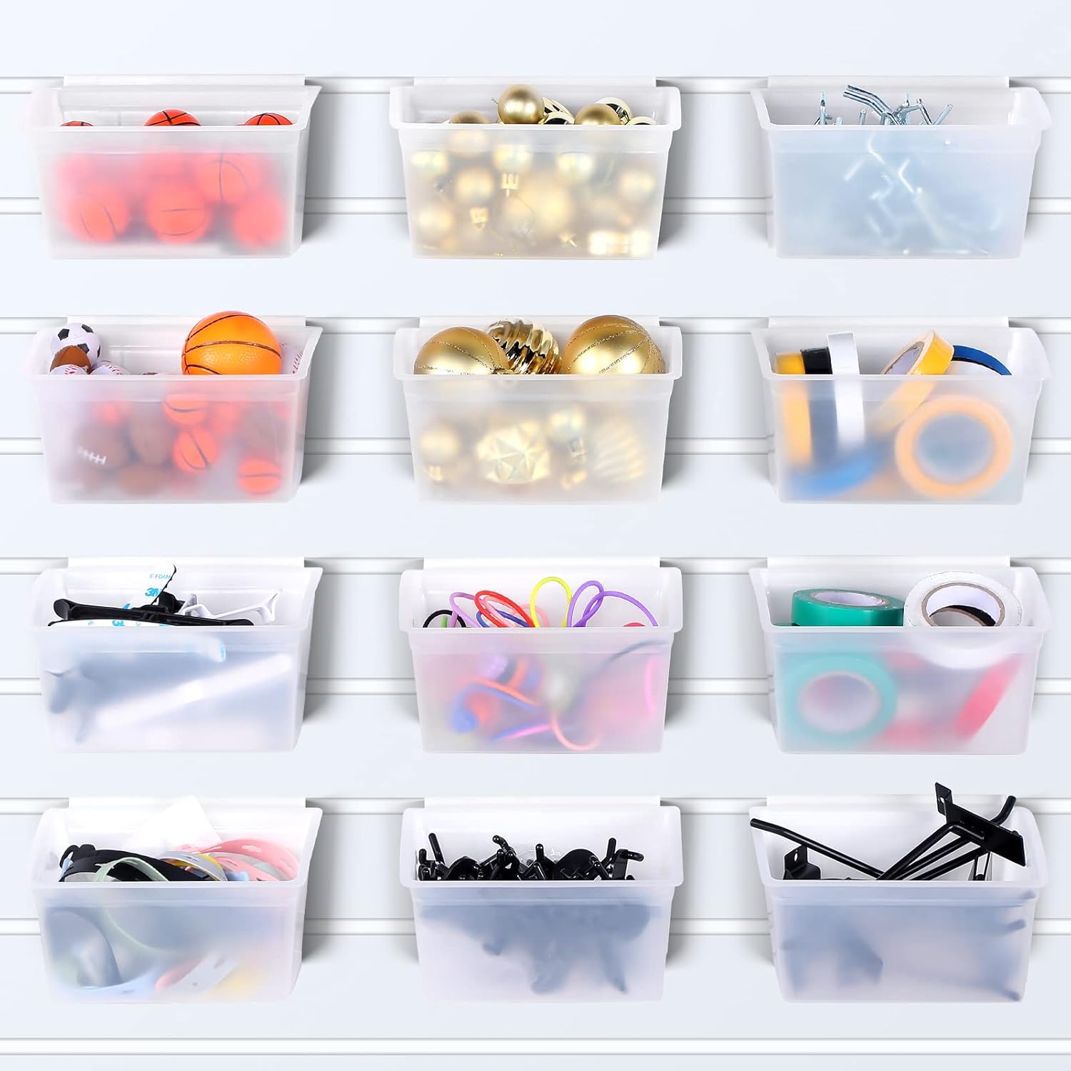 Unittype 12 Pcs Storage Bin Plastic Slatwall Bins for