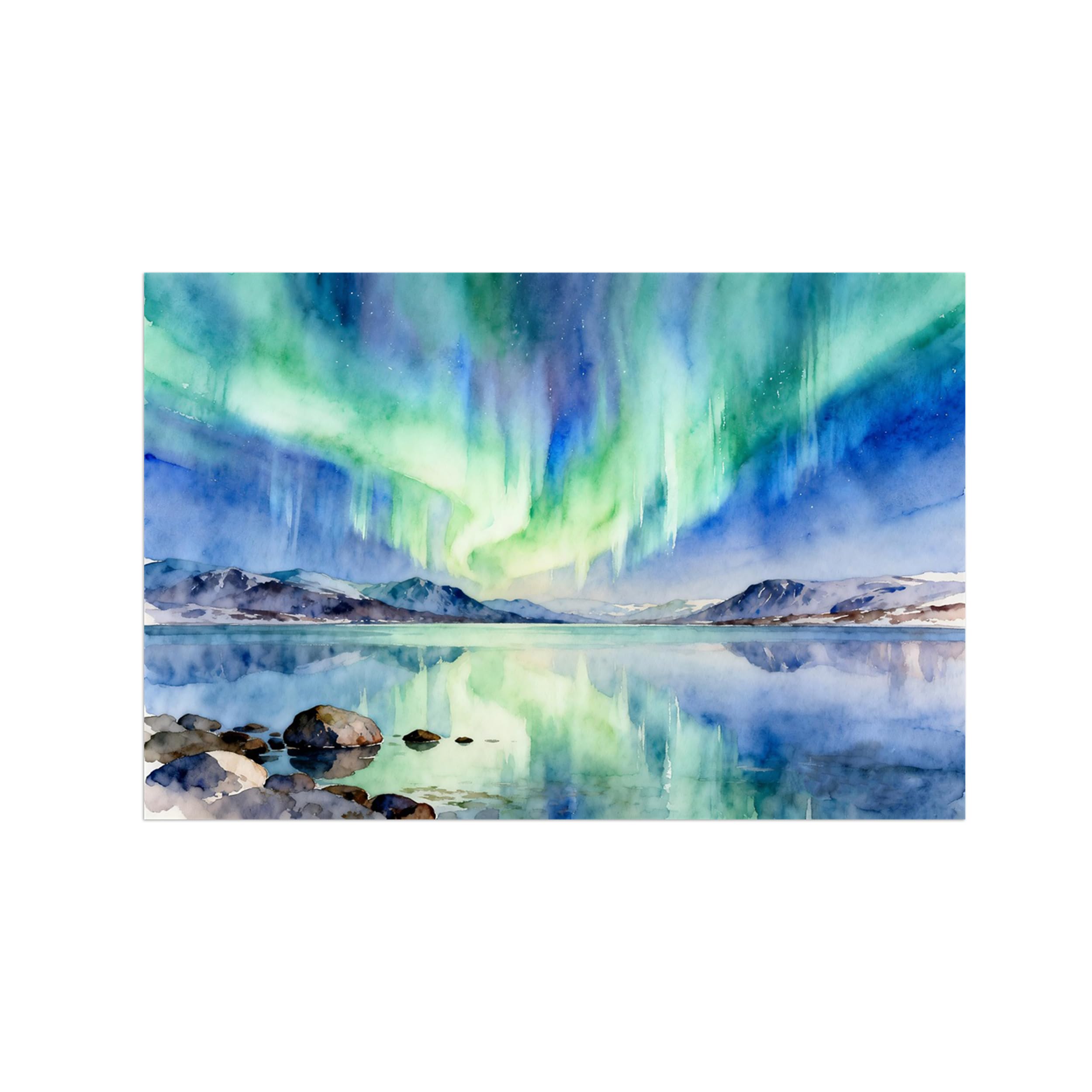 OZPWBVY Green Aurora Lake Landscape Canvas Wall Art Print Painting 80x120cm Unframed