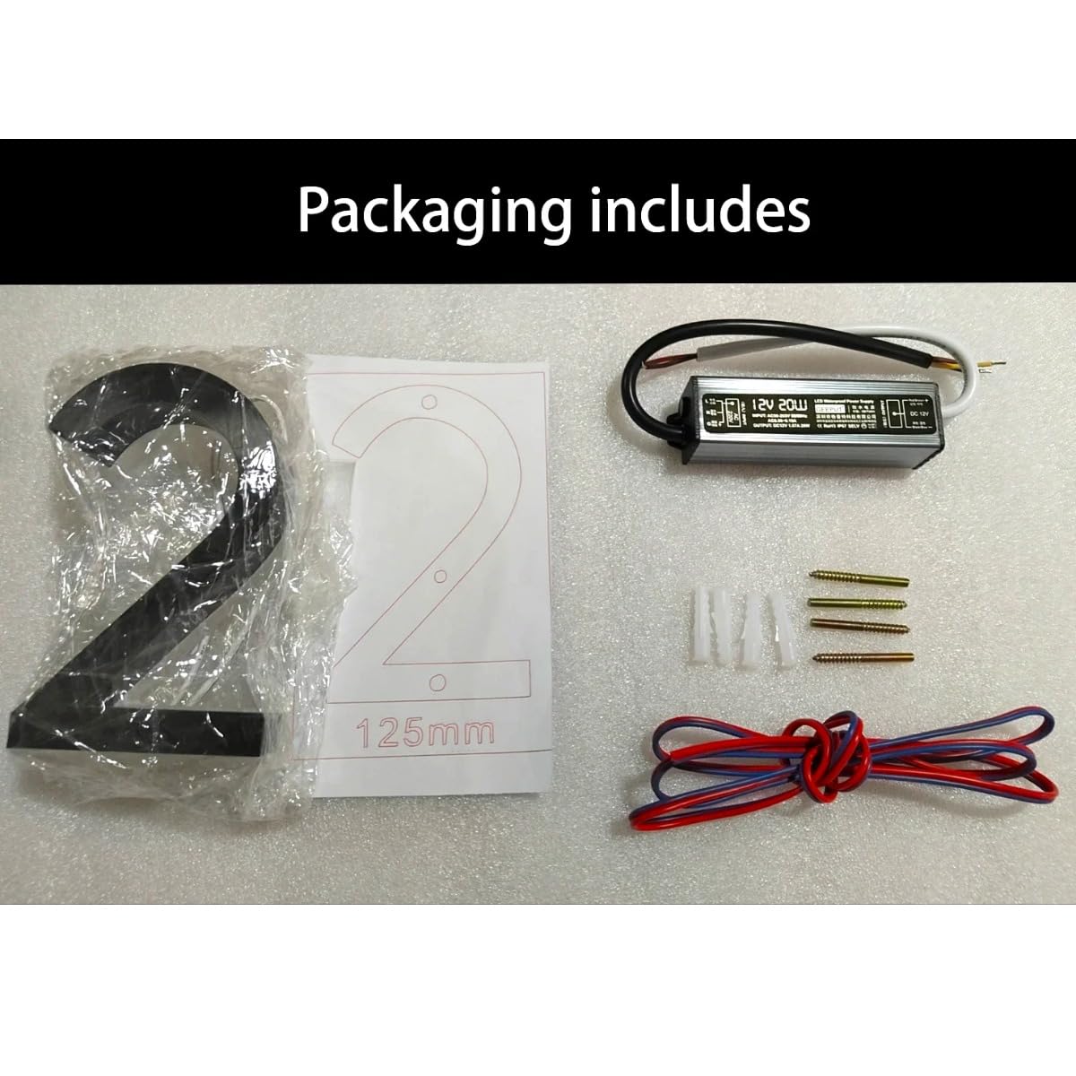 Targa con numero civico illuminato personalizzato, targa con numero civico a LED, moderna retroilluminata, decorazione per la casa all'aperto (argento, altezza 12,5 cm)