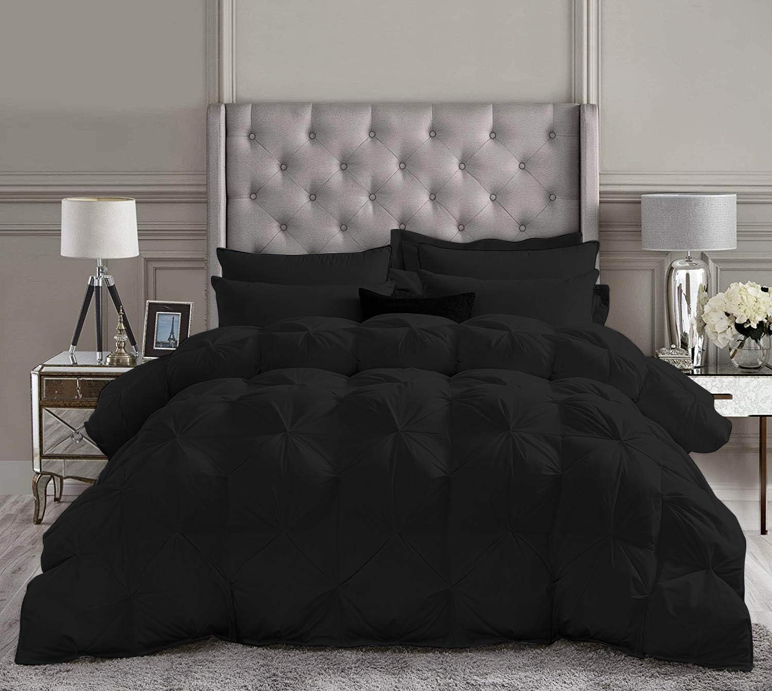 Bedding Castle 3 Piece Pinch Pleated Comforter Set Premium